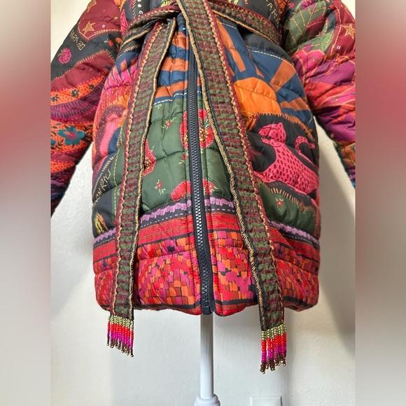 Farm Rio Printed Reversible Crazy Mix Puffer Jacket Fun Print Boho Hippie M SOLD - Picture 6 of 13